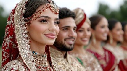 Elegant bridal party in traditional indian wedding attire