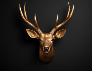 Naklejka premium golden deer head trophy mount