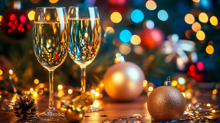 Celebrating National Champagne Day with festive decorations and sparkling glasses in a cozy setting