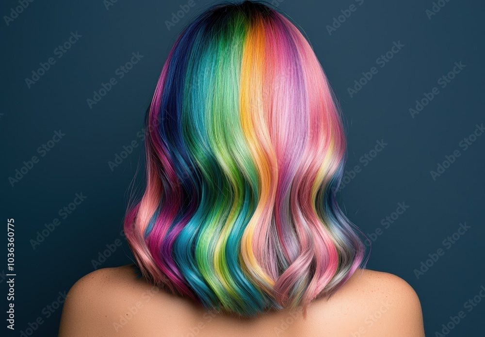 Sticker Vibrant rainbow hair colors