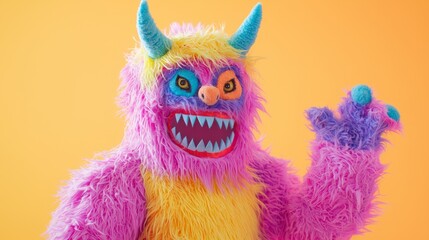 Fototapeta premium Playful Monster Halloween Costume and Makeup in Fun Kid-Friendly Setting with Ultra-Detail