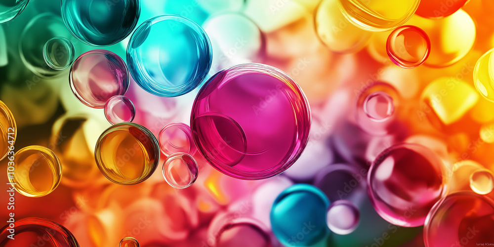 Aufkleber Colorful bubbles floating creating abstract background image