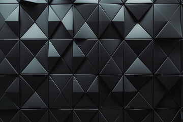 Obraz premium Futuristic, High Tech, dark background, with a triangular block structure. Wall texture with a 3D triangle tile pattern. 3D render