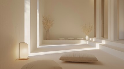 Minimalist reflection area, soft lighting