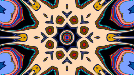 Abstract colorful psychedelic mandala background pattern for a summer music festival
