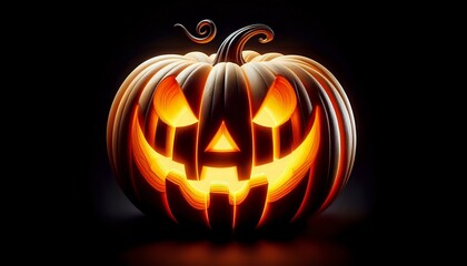 Glowing Jack-o'-Lantern with Menacing Expression