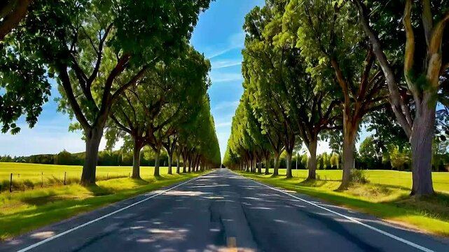 a tree-lined road