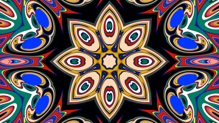 Abstract colorful psychedelic mandala background pattern for a summer music festival
