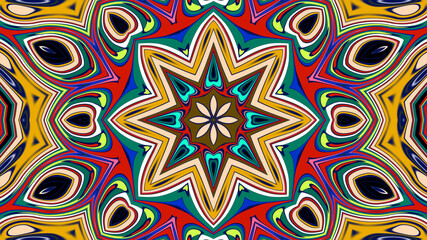 Abstract colorful psychedelic mandala background pattern for a summer music festival
