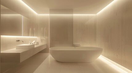 Minimalist rest room, soft lighting