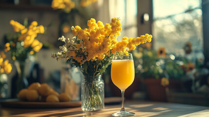 Celebrate National Champagne Day with a refreshing mimosa surrounded by vibrant flowers