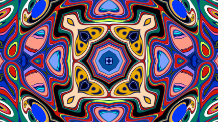 Abstract colorful psychedelic mandala background pattern for a summer music festival
