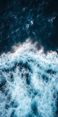 Fototapeta premium Aerial View of Turquoise Ocean Waves Crashing Against Each Other