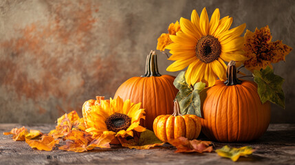 Celebrate National Champagne Day with autumn decor featuring pumpkins and sunflowers