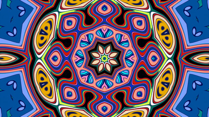 Abstract colorful psychedelic mandala background pattern for a summer music festival
