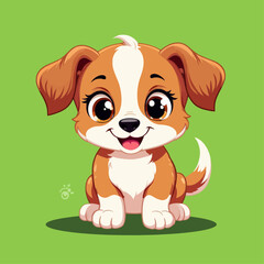 Fototapeta premium Cute Puppy Sitting on Grass