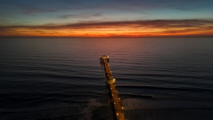 Aerial drone photo of the Oceanside Pier during sunset.  © David