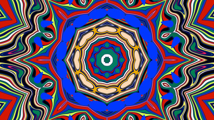 Abstract colorful psychedelic mandala background pattern for a summer music festival
