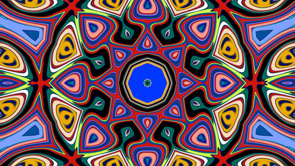 Abstract colorful psychedelic mandala background pattern for a summer music festival
