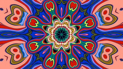 Abstract colorful psychedelic mandala background pattern for a summer music festival
