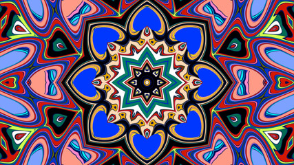 Abstract colorful psychedelic mandala background pattern for a summer music festival
