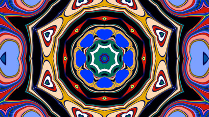 Abstract colorful psychedelic mandala background pattern for a summer music festival
