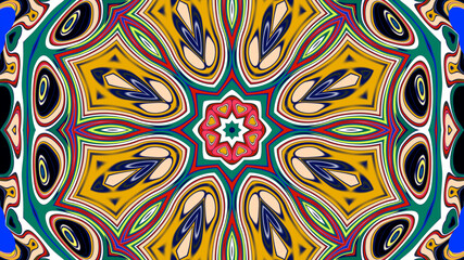 Abstract colorful psychedelic mandala background pattern for a summer music festival
