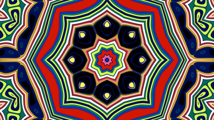 Abstract colorful psychedelic mandala background pattern for a summer music festival
