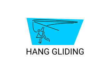 hang glider sport vector line icon. sportman, flying with hang glider. sport pictogram illustration.