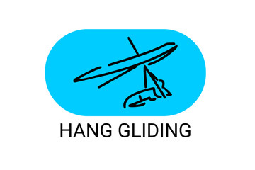 hang glider sport vector line icon. sportman, flying with hang glider. sport pictogram illustration.