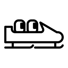 Bobsleigh icon in Black Fill. Glyph style. Isolated on white background