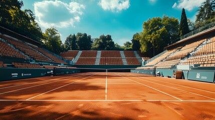 View of the tennis court stadium, which is magnificent and modern