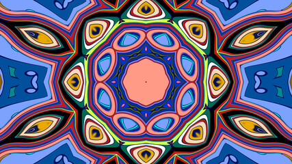 Abstract colorful psychedelic mandala background pattern for a summer music festival
