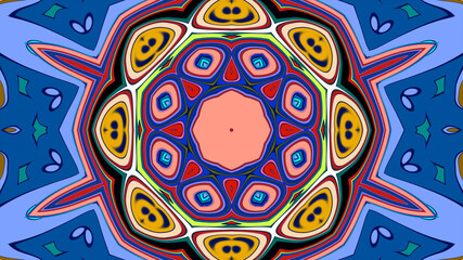 Abstract colorful psychedelic mandala background pattern for a summer music festival
