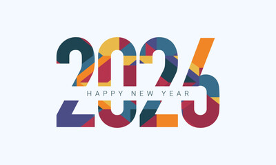 2026 Flat Colorful Typography Design for New Year Celebration.