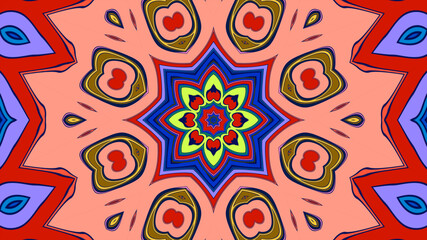 Abstract colorful psychedelic mandala background pattern for a summer music festival
