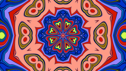 Abstract colorful psychedelic mandala background pattern for a summer music festival
