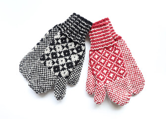 Knitted trigger finger mittens used for keeping hands and fingers warm while hunting in the winter.