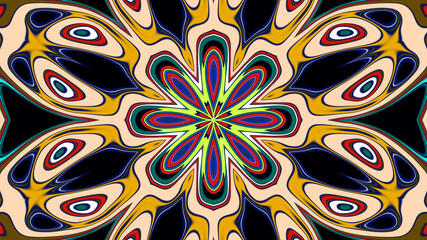 Abstract colorful psychedelic mandala background pattern for a summer music festival
