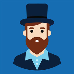 Hipster with top hat and beard vector