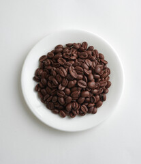 Top View of Coffee Beans on a Clean White Background