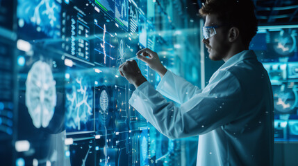 doctor touchscreen medical science future technology