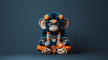 Colorful cartoon monkey with playful accessories