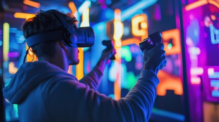 A gamer participating in a virtual reality escape room challenge, solving puzzles and unraveling mysteries in a digitally simulated adventure setting, Modern lifestyle scene