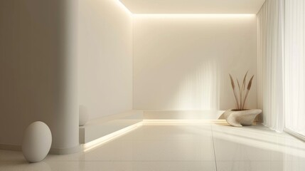 Minimalist reflection corner, soft lighting
