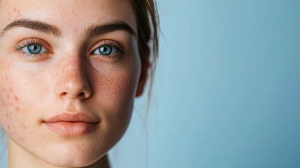 Fototapeta premium Close-Up Portrait of Young Woman with Freckles