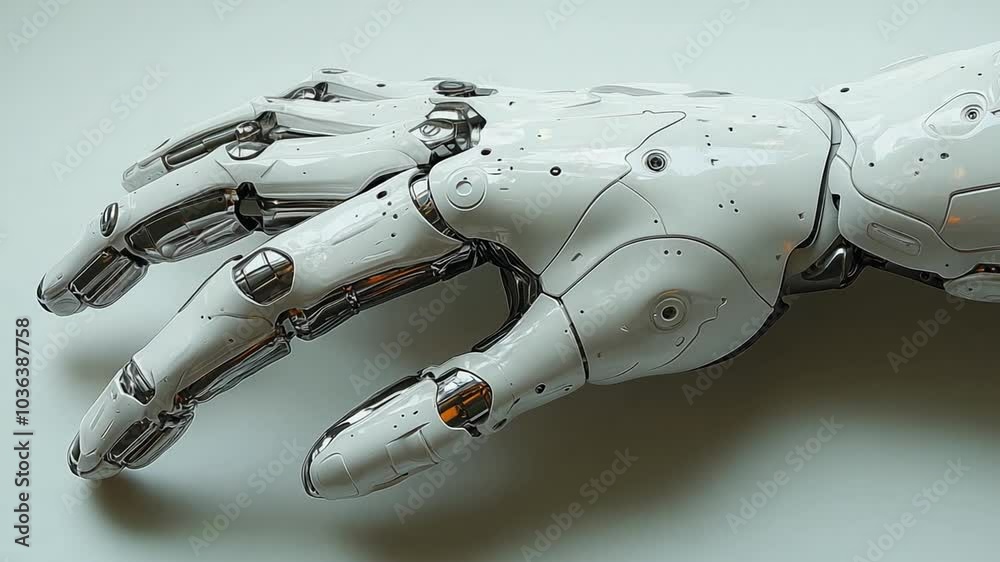 Aufkleber The robotic hand features intricate mechanics and a sleek surface, highlighting modern technology. Prosthesis