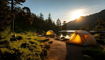 tent at sunset
