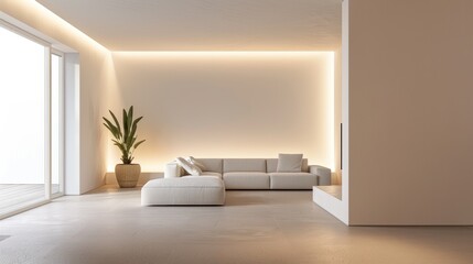 Fototapeta premium Minimalist living area, soft lighting