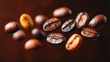 Fototapeta premium Close-Up of Coffee Beans with Playful Shadows